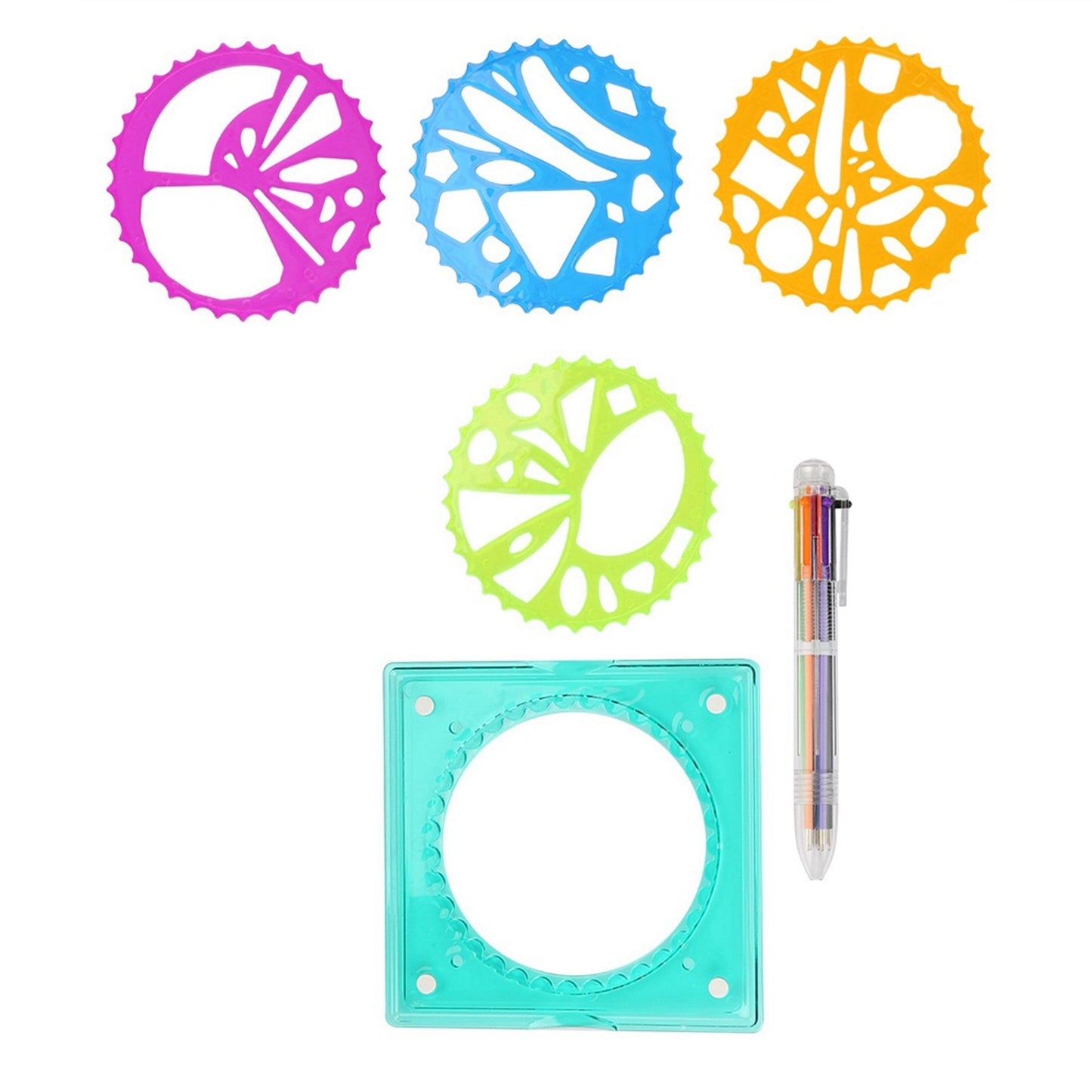 Children Plastic Geometric Ruler Template Spiral Drawing Tool Artist Toy Kids Craft