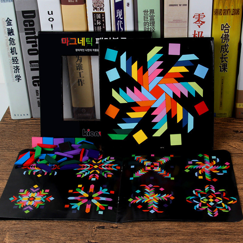 Educational magnetic patch jigsaw puzzle toy