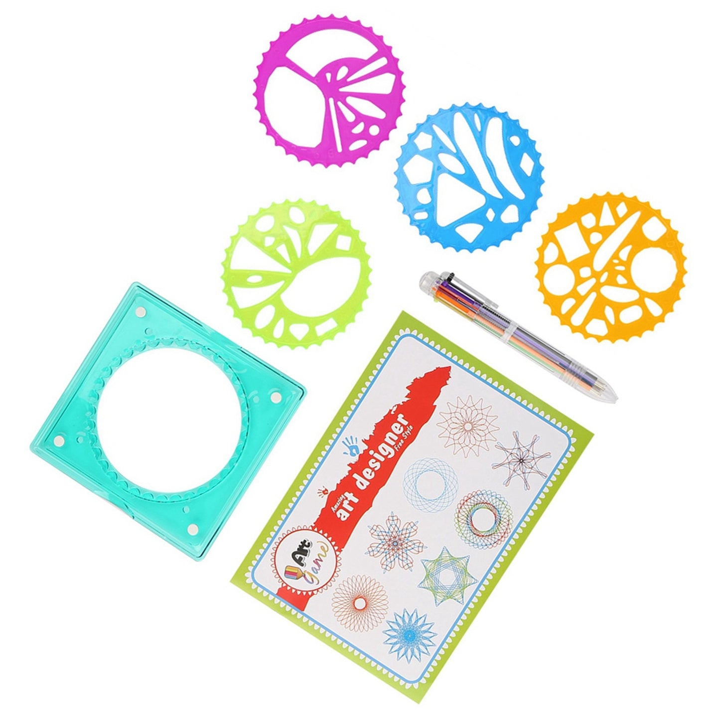 Children Plastic Geometric Ruler Template Spiral Drawing Tool Artist Toy Kids Craft