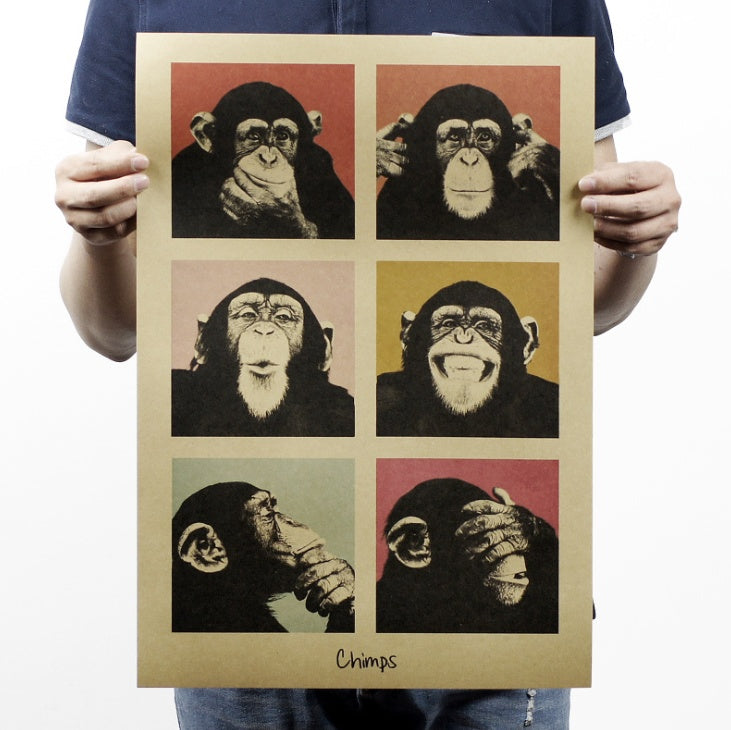 1Pcs Vintage Poster Gorilla Adornment Bar Stationery Displays