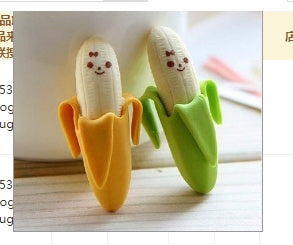 Creative Cute 2pcs Banana Fruit Pencil Eraser Stationery Essentials