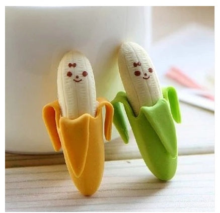 Creative Cute 2pcs Banana Fruit Pencil Eraser Stationery Essentials