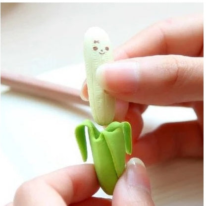 Creative Cute 2pcs Banana Fruit Pencil Eraser Stationery Essentials