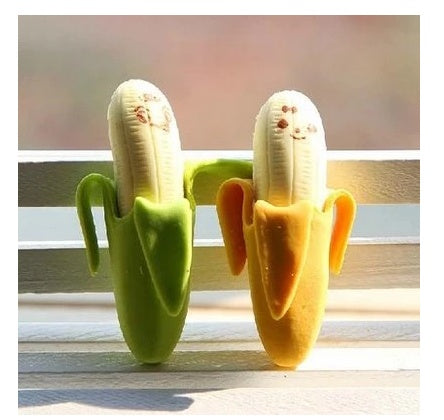 Creative Cute 2pcs Banana Fruit Pencil Eraser Stationery Essentials