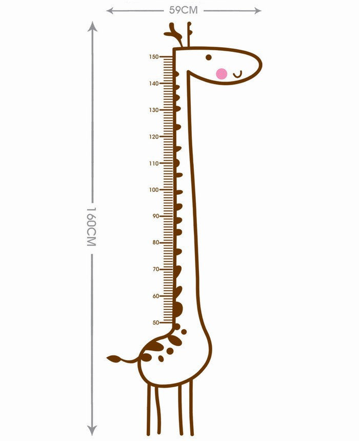 Cartoon Giraffe Decal Child Height Measure Chart Stationery Decor