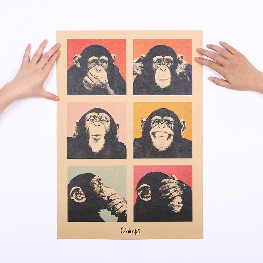 1Pcs Vintage Poster Gorilla Adornment Bar Stationery Displays