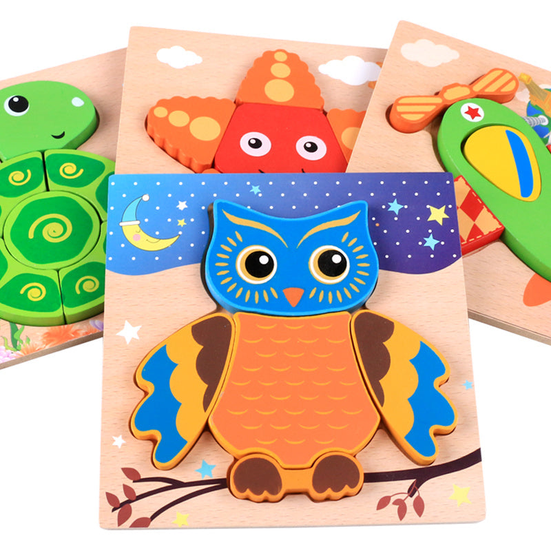 Three-dimensional educational jigsaw puzzle