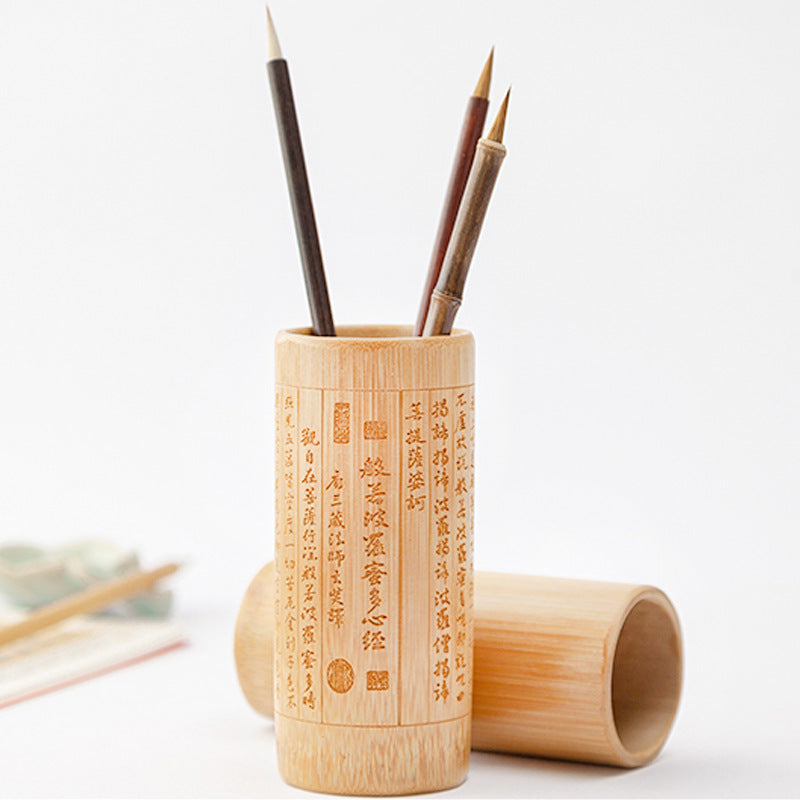 Bamboo pen holder stationery in order