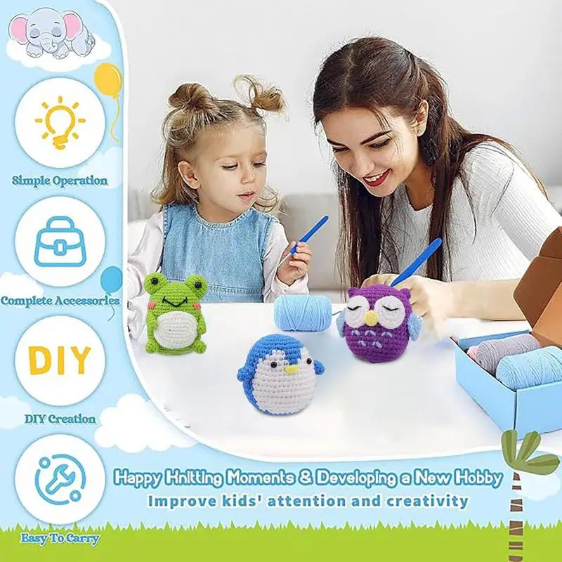 Beginner Yarn Crochet Kit Crafts and Threads for Kids