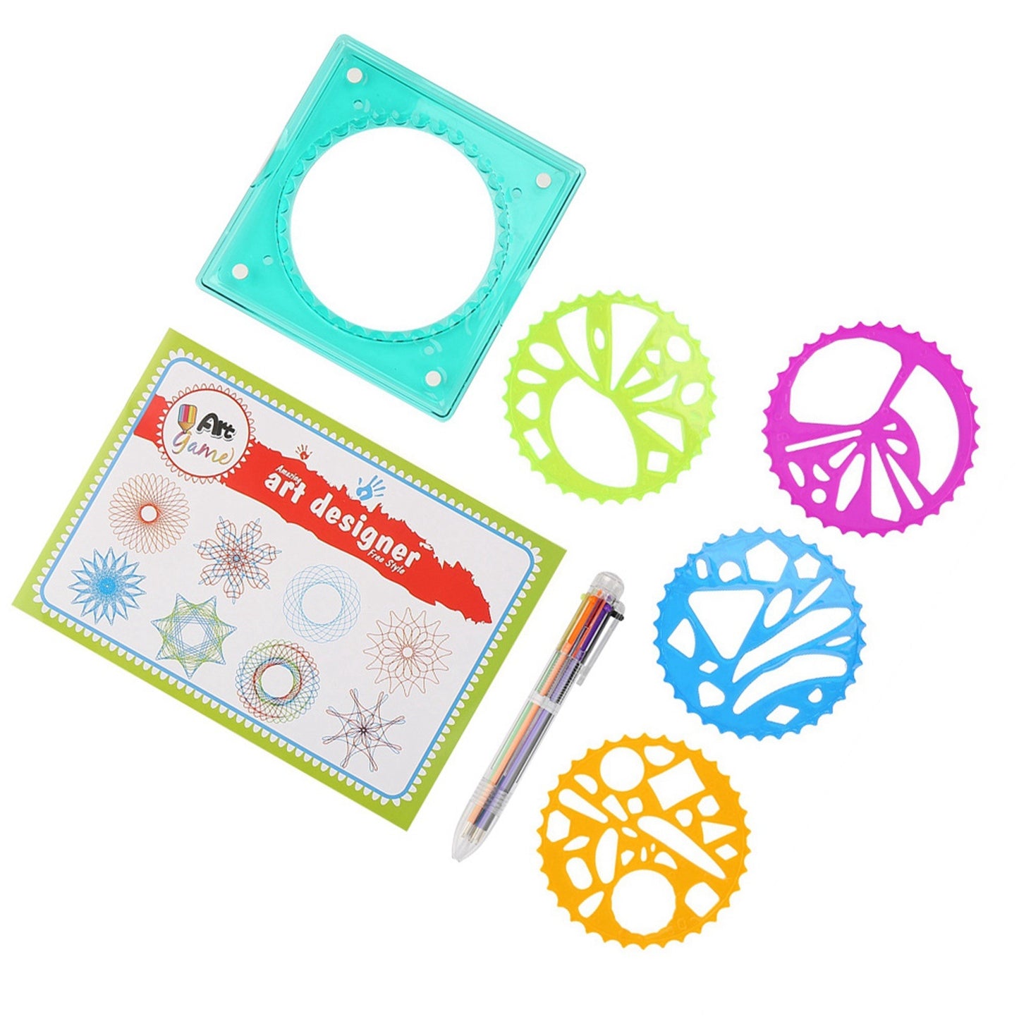 Children Plastic Geometric Ruler Template Spiral Drawing Tool Artist Toy Kids Craft