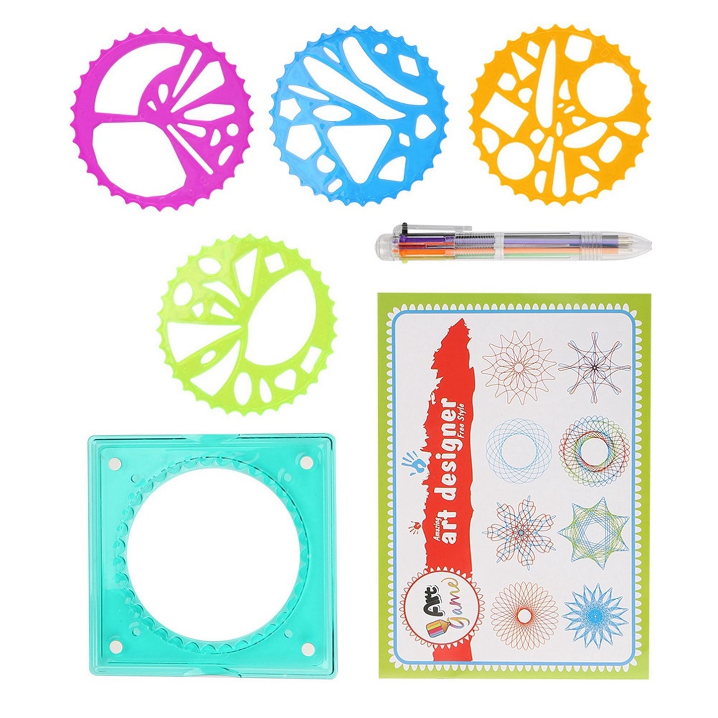 Children Plastic Geometric Ruler Template Spiral Drawing Tool Artist Toy Kids Craft