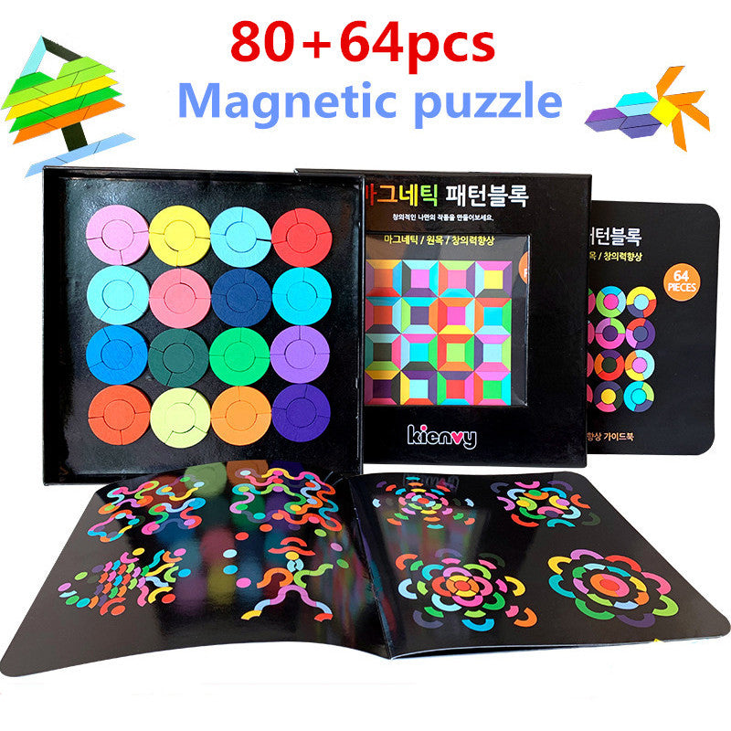 Educational magnetic patch jigsaw puzzle toy