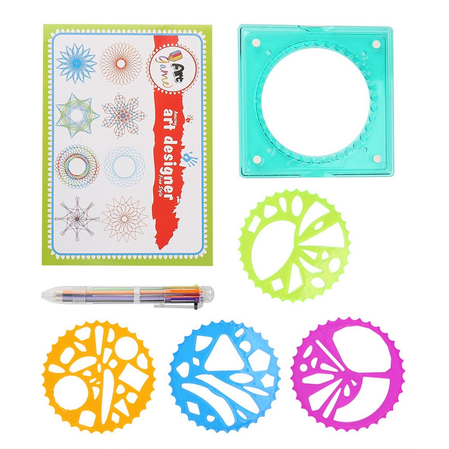 Children Plastic Geometric Ruler Template Spiral Drawing Tool Artist Toy Kids Craft