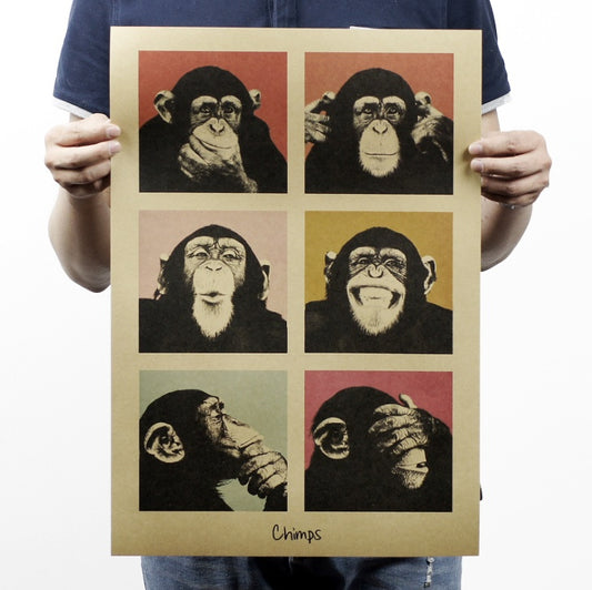 1Pcs Vintage Poster Gorilla Adornment Bar Stationery Displays