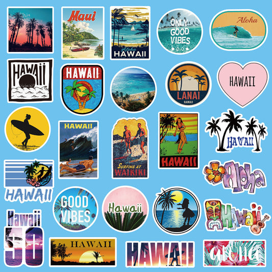 50 Hawaii Hawaii Travel Stickers Vacation Trolley Car Refrigerator Graffiti Stickers Hand Account Stickers Decor Stationery