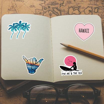 50 Hawaii Hawaii Travel Stickers Vacation Trolley Car Refrigerator Graffiti Stickers Hand Account Stickers Decor Stationery