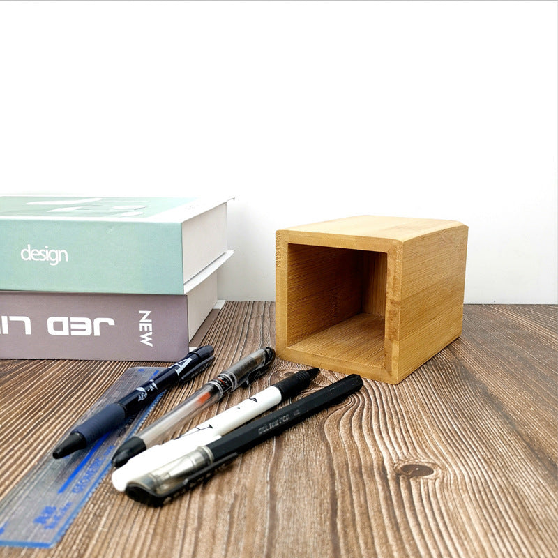 Bamboo pen holder stationery in order