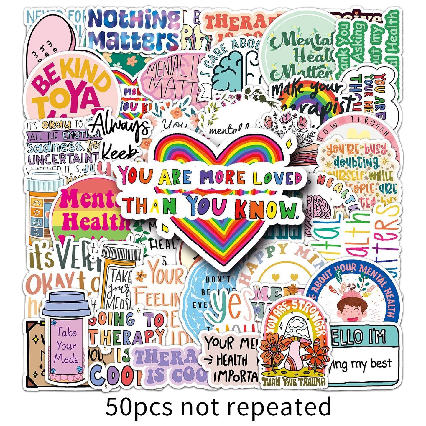 50 Mental Health Graffiti Cross-border Stickers Stationery Decor