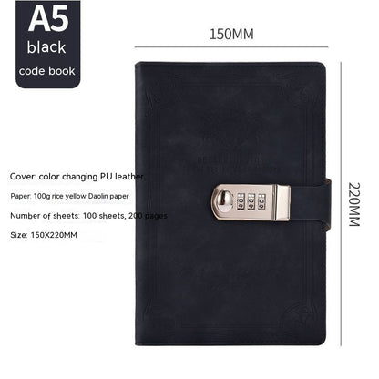 A5 Retro Codebook Journal With Lock Stationery Pages