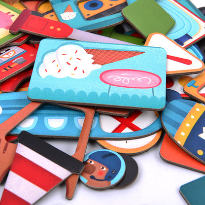 Educational cartoon paper jigsaw puzzle