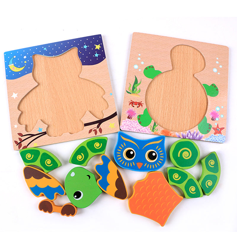 Three-dimensional educational jigsaw puzzle