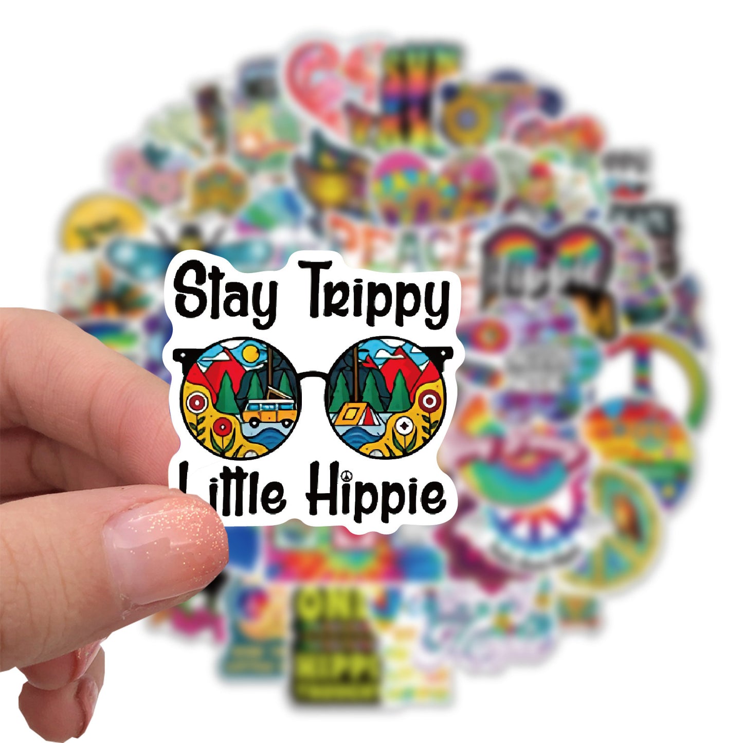 50 Cartoon Hippie Hippie Stickers Stationery Personalized Decoration Line