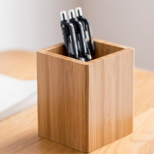 Bamboo pen holder stationery in order