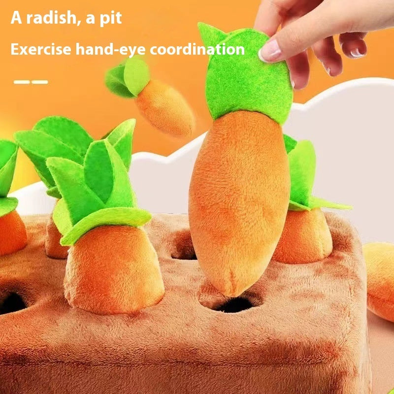 Baby Pulling Radishes Toy Plush Biteable Action Training Funny Playmates