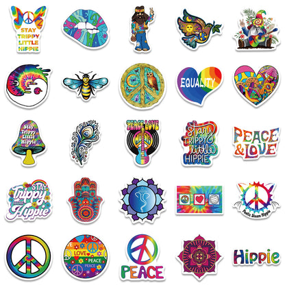 50 Cartoon Hippie Hippie Stickers Stationery Personalized Decoration Line