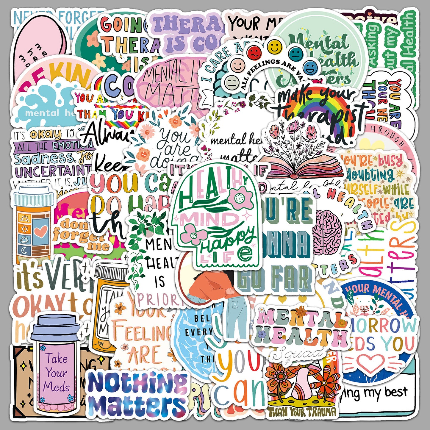 50 Mental Health Graffiti Cross-border Stickers Stationery Decor