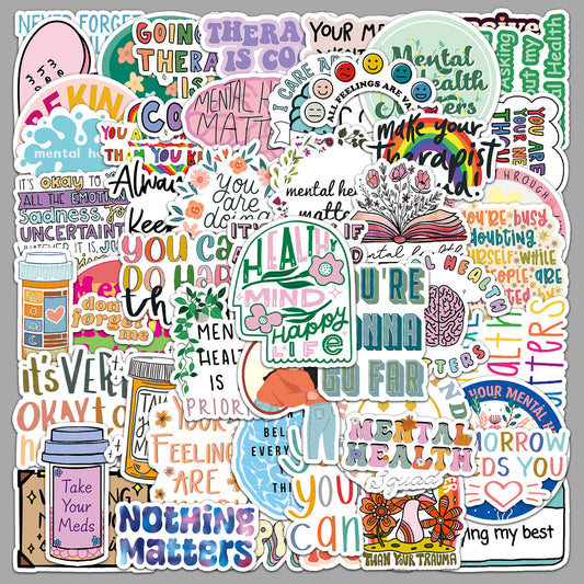 50 Mental Health Graffiti Cross-border Stickers Stationery Decor