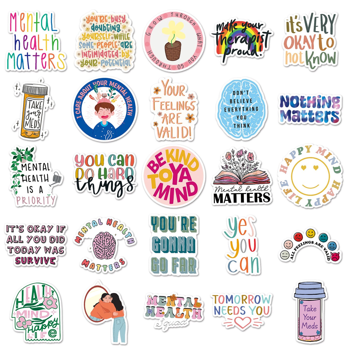 50 Mental Health Graffiti Cross-border Stickers Stationery Decor