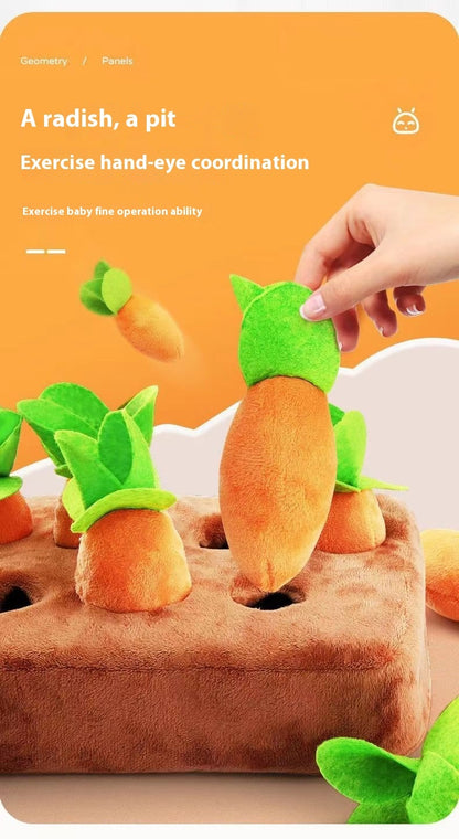 Baby Pulling Radishes Toy Plush Biteable Action Training Funny Playmates