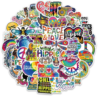 50 Cartoon Hippie Hippie Stickers Stationery Personalized Decoration Line
