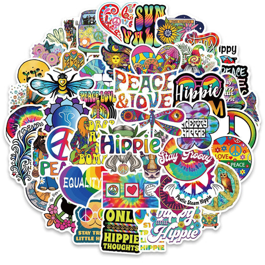 50 Cartoon Hippie Hippie Stickers Stationery Personalized Decoration Line