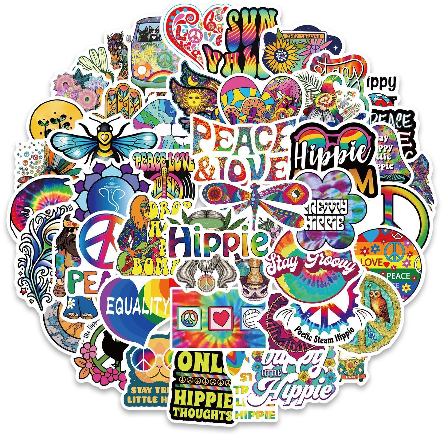 50 Cartoon Hippie Hippie Stickers Stationery Personalized Decoration Line