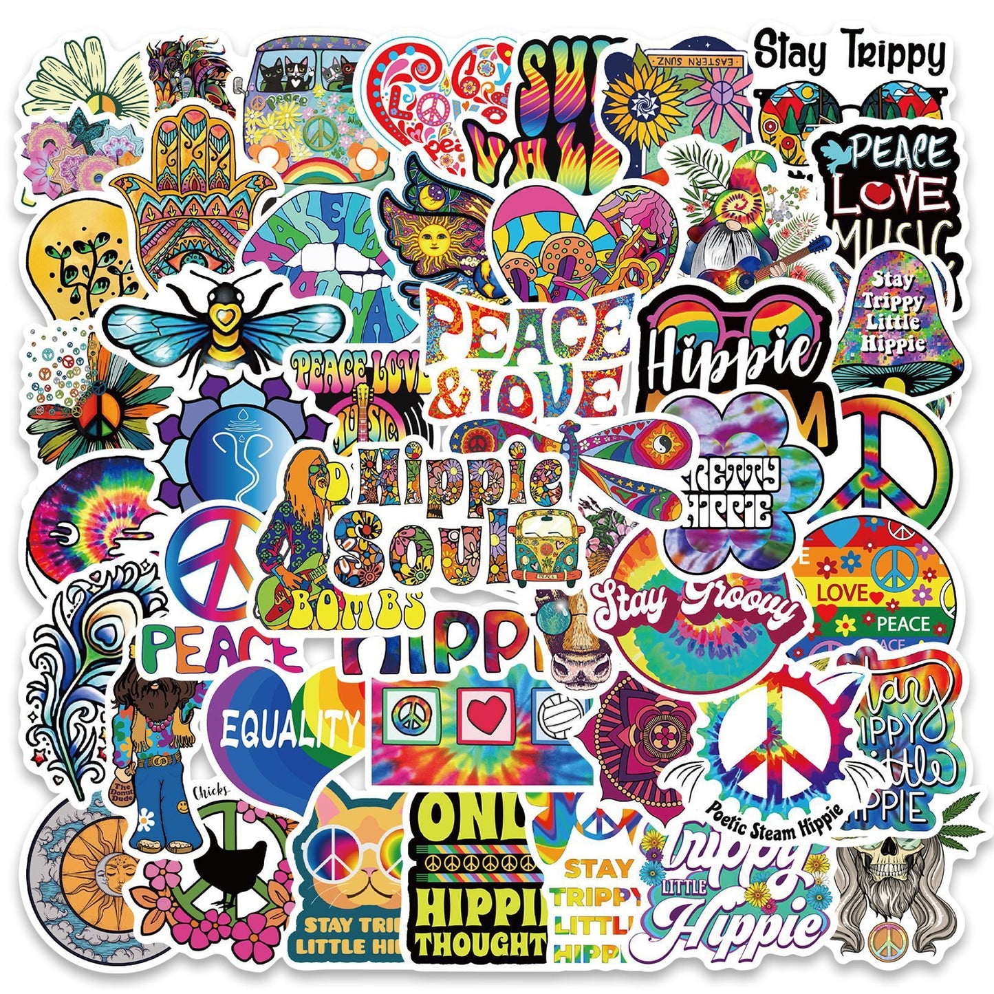 50 Cartoon Hippie Hippie Stickers Stationery Personalized Decoration Line