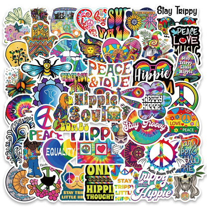 50 Cartoon Hippie Hippie Stickers Stationery Personalized Decoration Line