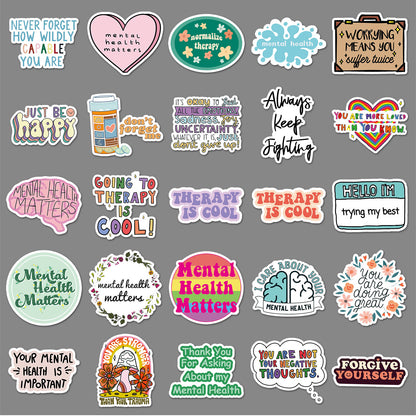 50 Mental Health Graffiti Cross-border Stickers Stationery Decor