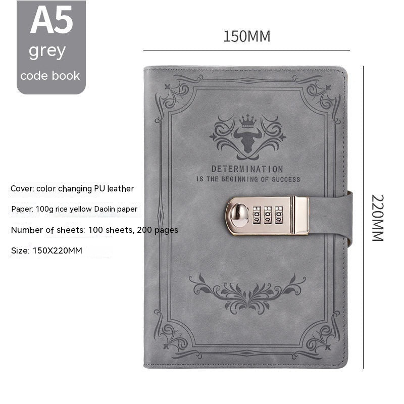 A5 Retro Codebook Journal With Lock Stationery Pages