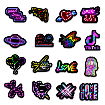 50 New Neon Stickers Car Trunk Phone Water Cup Decoration Stickers Stationery