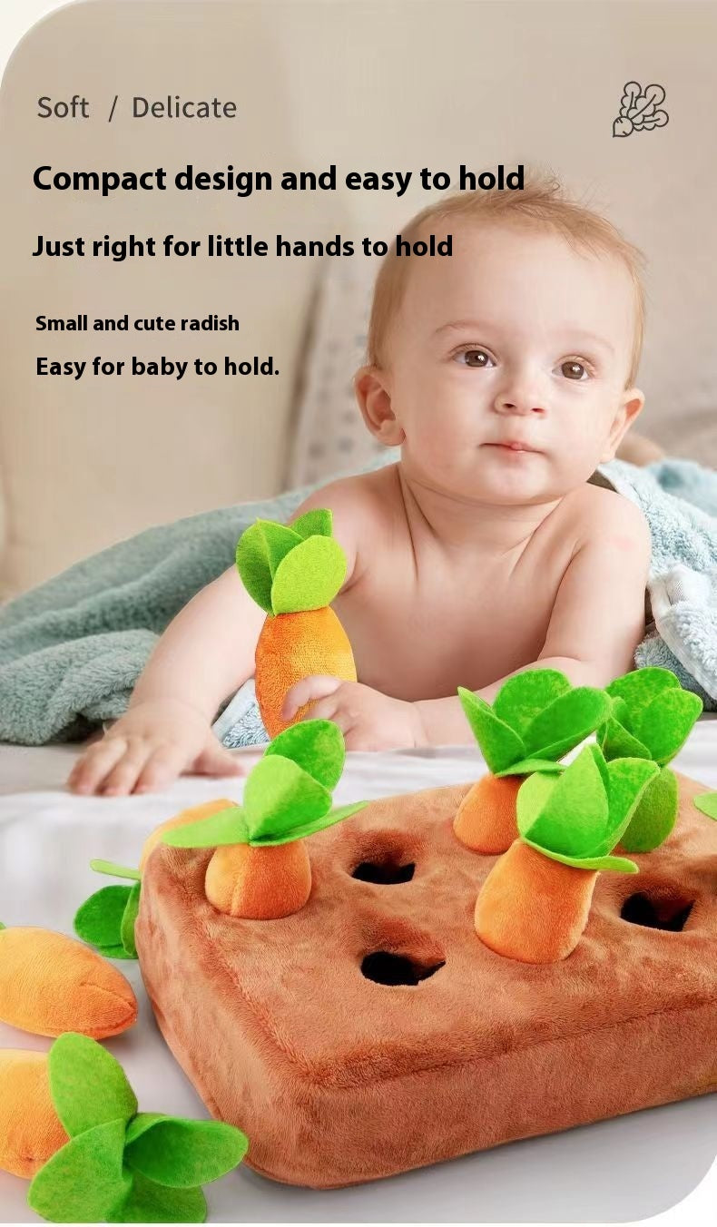 Baby Pulling Radishes Toy Plush Biteable Action Training Funny Playmates