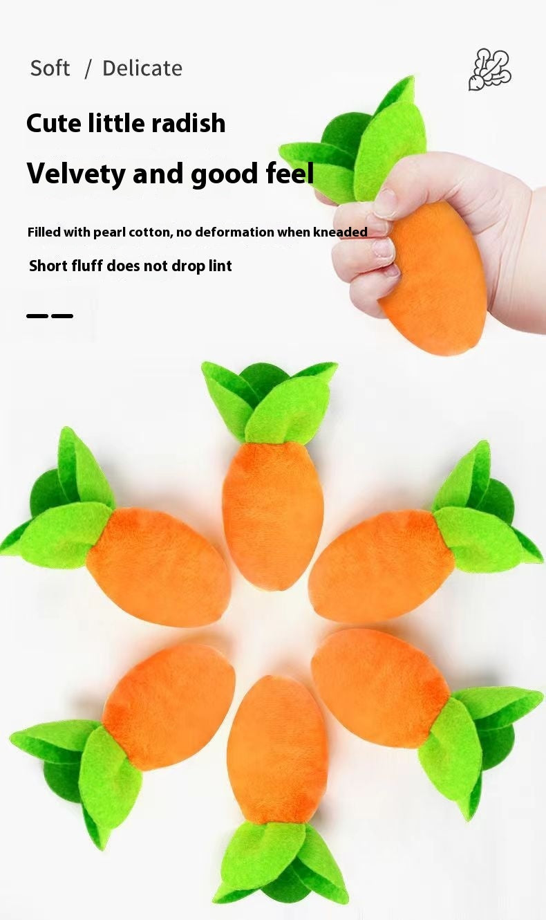 Baby Pulling Radishes Toy Plush Biteable Action Training Funny Playmates