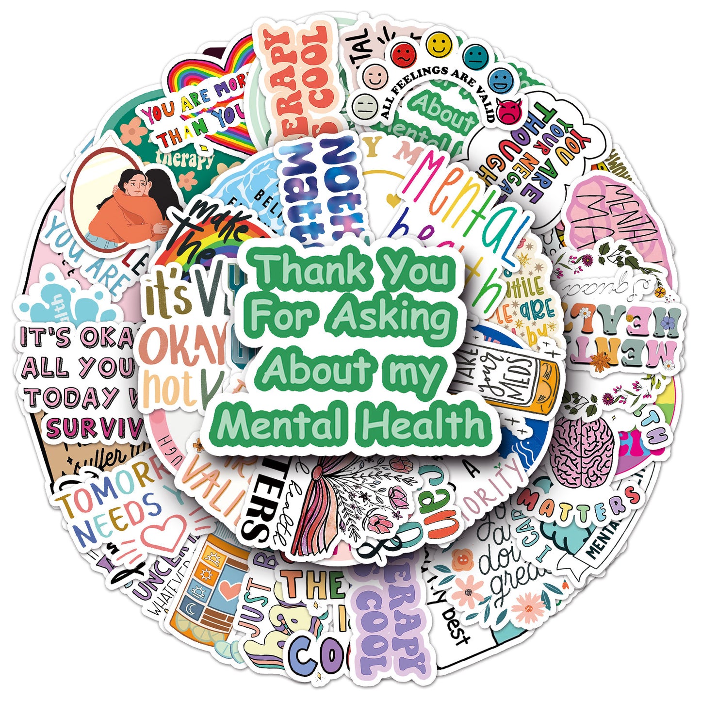 50 Mental Health Graffiti Cross-border Stickers Stationery Decor