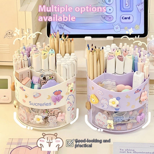 Large Capacity Division Rotating Pen Holder Stationery in Order