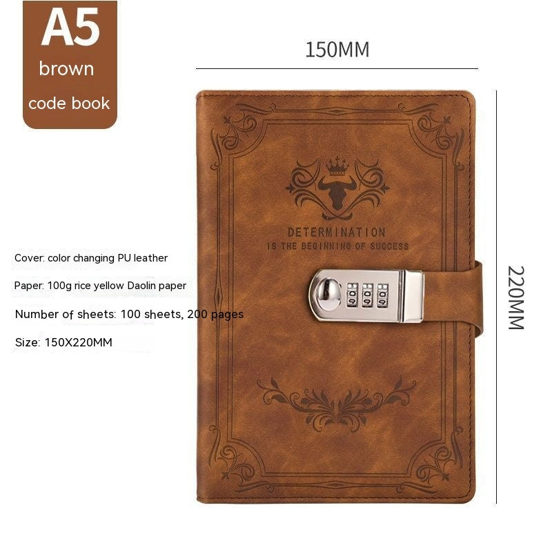 A5 Retro Codebook Journal With Lock Stationery Pages
