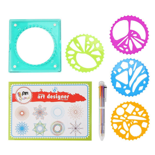 Children Plastic Geometric Ruler Template Spiral Drawing Tool Artist Toy Kids Craft