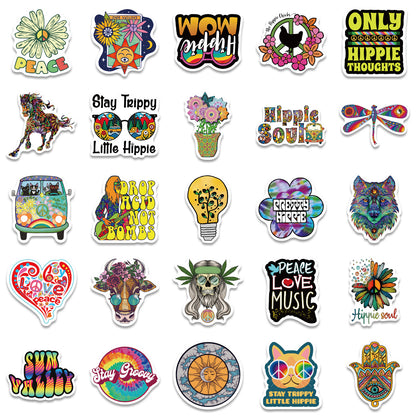 50 Cartoon Hippie Hippie Stickers Stationery Personalized Decoration Line